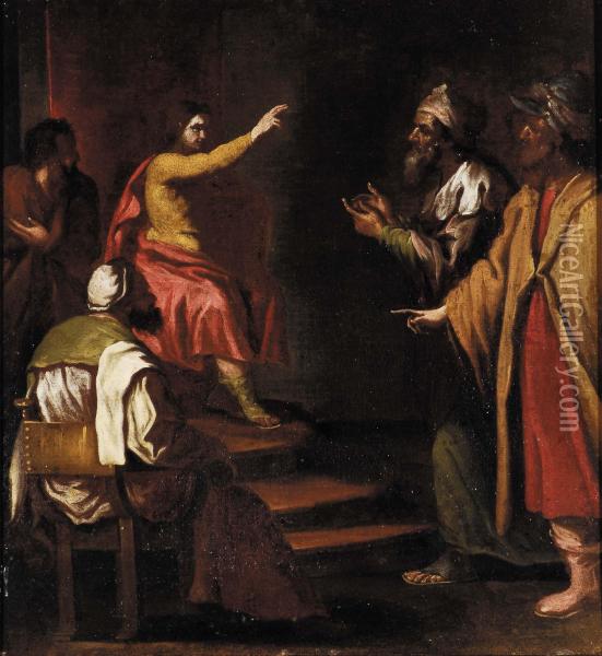 Gesu Tra I Dottori Oil Painting - Giovanni Battista Carlone