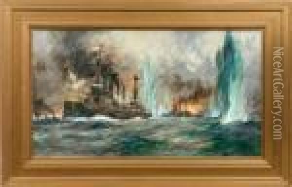 Die Seeschlacht Von Jutland 1916 Oil Painting - Charles Edward Dixon