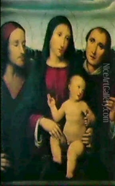 Madonna Mit Jesuskind, Umgeben Vom Hl. Johannes Dem Taufer  Und Dem Hl. Stefan Oil Painting - Francesco Francia