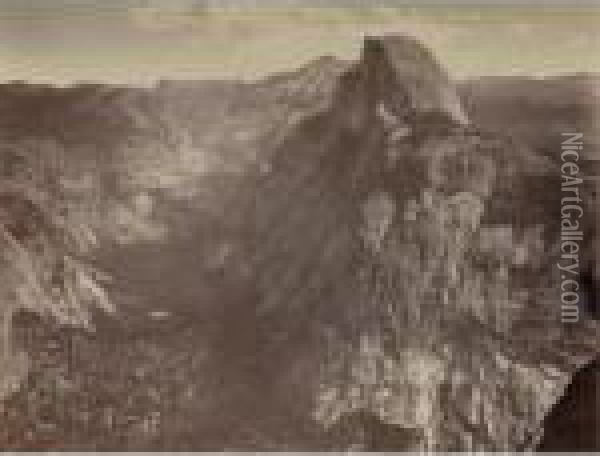Half Dome From Glacier Point, Yosemite Oil Painting - Carleton E. Watkins
