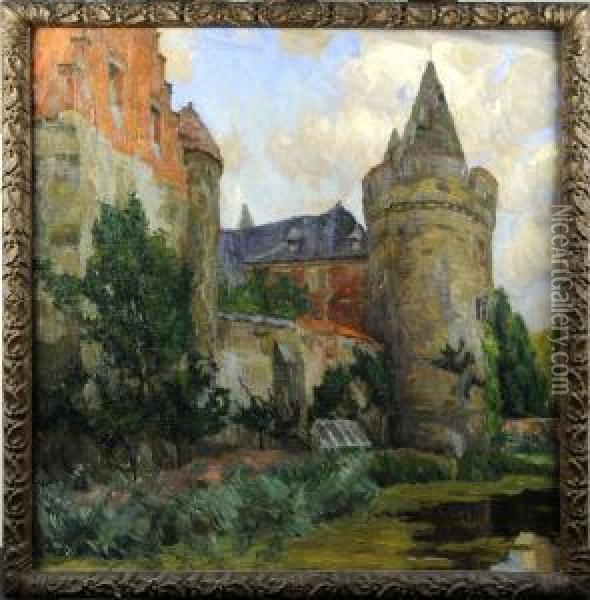 Vue Du Chateau De Laarne Oil Painting - Albert Baertsoen