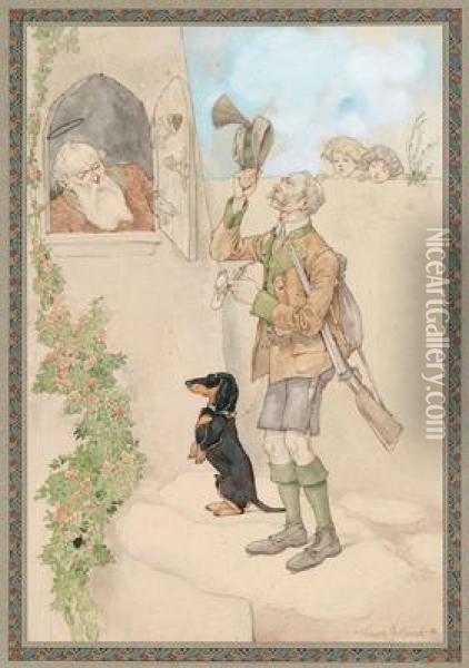 A Hunter And His Dachshund At Heaven