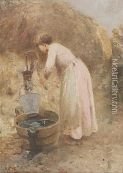 Pumping Water Oil Painting - Robert McGregor