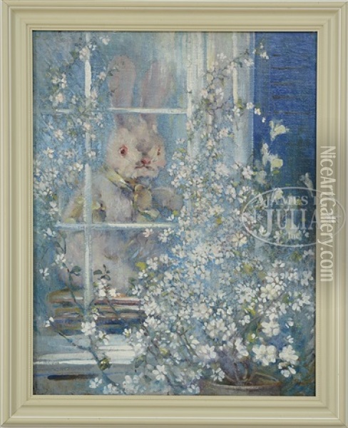Bunny In The Window Oil Painting - Eric Pape
