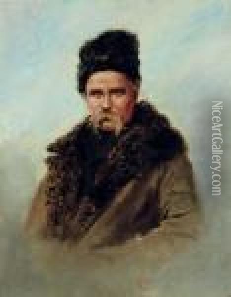 Portrait Of Taras Grigorovich Shevchenko Oil Painting - Ivan Pavlovich Pokhitonov