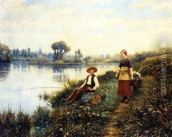 A Passing Conversation Oil Painting - Daniel Ridgway Knight