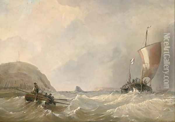 Blustery conditions off the French coast Oil Painting - C.E. Strong