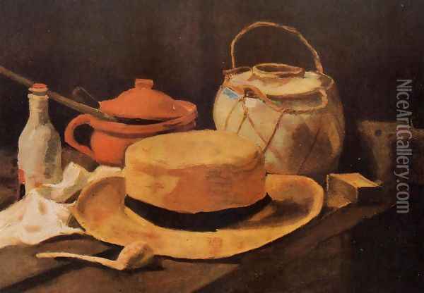 Still Life With Yellow Straw Hat Oil Painting - Vincent Van Gogh