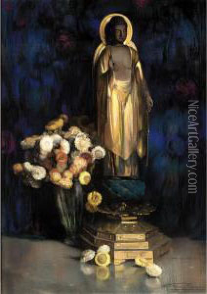 Bouddha Oil Painting - Firmin Baes