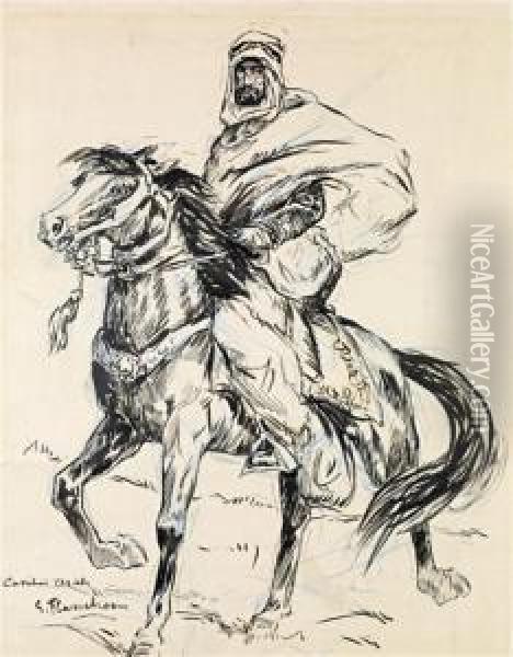Cavalier Arabe Oil Painting - Gustave Flasschoen