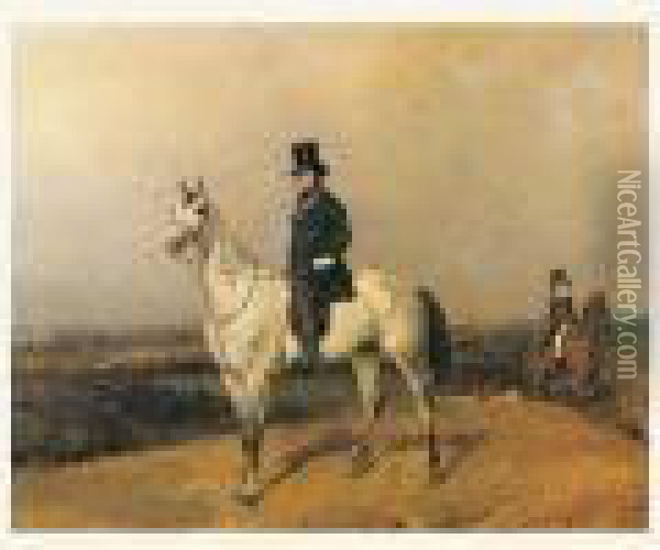 Portrait De Rainbeaux, Ecuyer De L'empereur Napoleon Iii Oil Painting - Alfred De Dreux