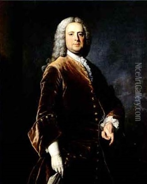 Portrait Of An Elegant Gentleman Oil Painting - Thomas Hudson