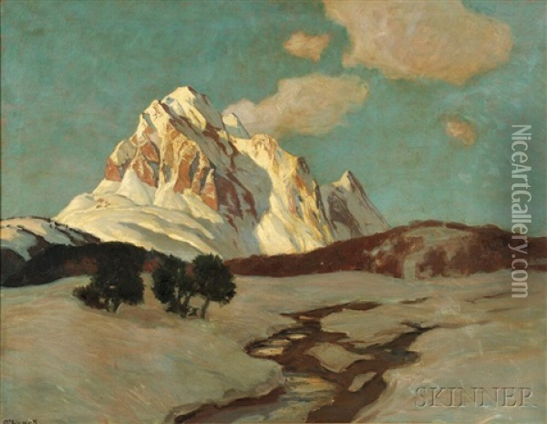 Snowy Peak In Sunlight Oil Painting - Carl (Karl, Charles) O'Lynch of Town