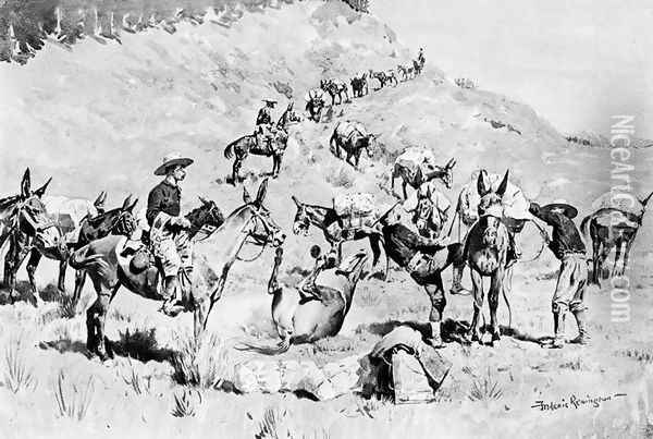 A Government Pack Train Oil Painting - Frederic Remington