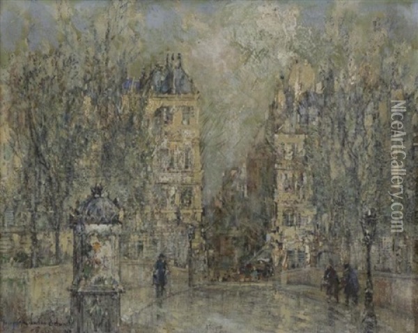 Pont Marie Quaides Celestins Paris Oil Painting - George Wharton Edwards