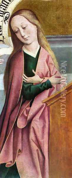 The Annunciation (detail) c.1495 Oil Painting - Rueland the Elder Frueauf