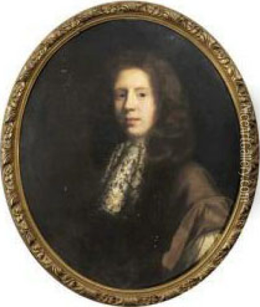Portrait De Gentilhomme Oil Painting - John Riley