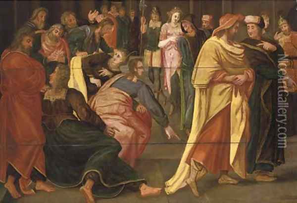 Christ and the Woman taken in Adultery Oil Painting - Maarten de Vos