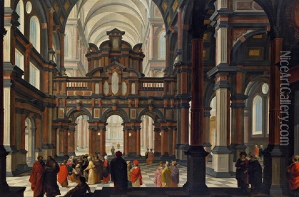 Interieur Einer Renaissancekirche Mit Darbringung Im Tempel Oil Painting - Bartholomeus Van Bassen