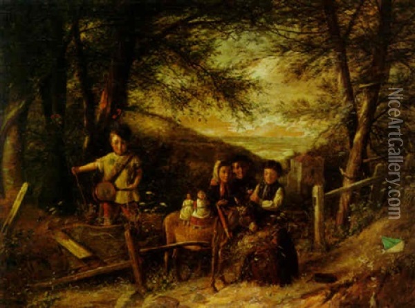 Dressing The Donkey Oil Painting - Charles Hunt