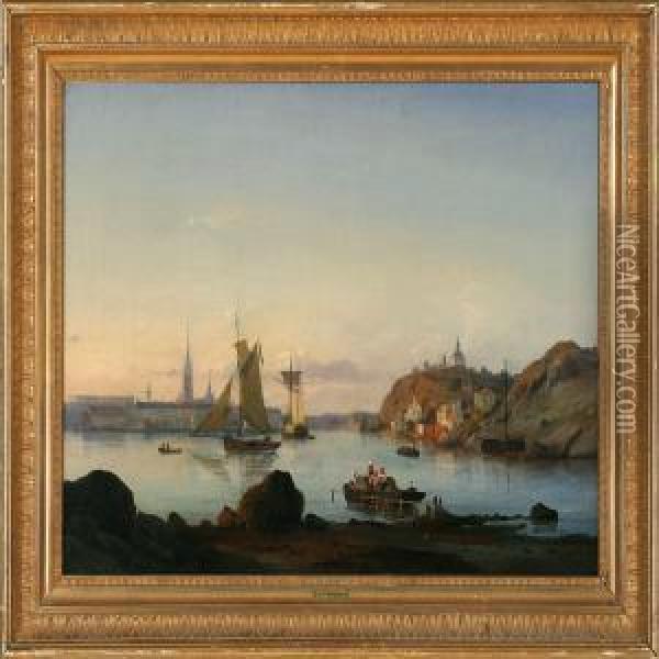The Port Of Stockholm Oil Painting - Carl Frederick Sorensen