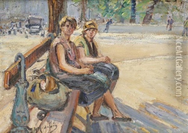 Les Deux Pensives Oil Painting - Gustave Madelain