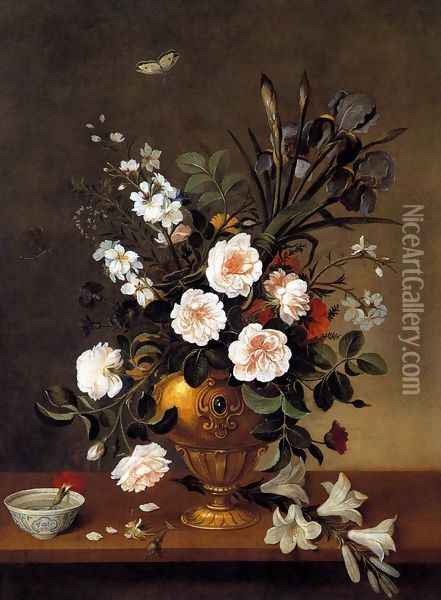 Vase of Flowers Oil Painting - Pedro de Camprobin