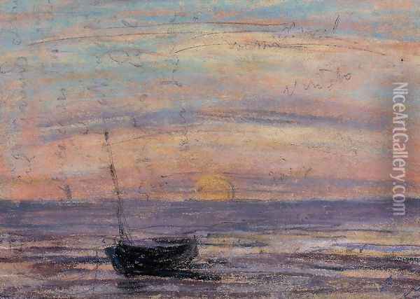 Fishing Boat Oil Painting - Eugene Boudin