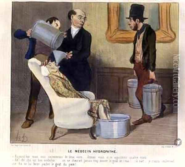 The Hydropathic Doctor caricature from La Caricature Oil Painting - Honore Daumier