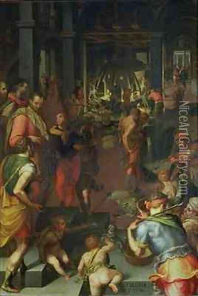The Glassworks Oil Painting - Giovanni Maria Butteri