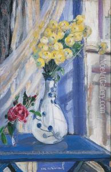 Vase De Fleurs Jaunes Oil Painting - Jacqueline Marval