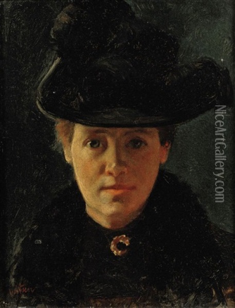 Portrait Of A Lady With A Feathered Hat Oil Painting - Willem Arnoldus Witsen