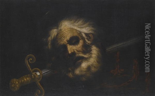 Head Of Saint Paul Oil Painting - Sebastian de Llanos Valdes
