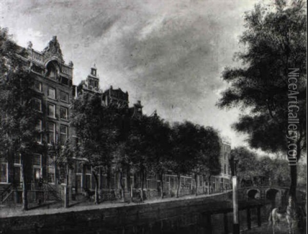 Amsterdam: View Of The Herengracht Oil Painting - Jan Ekels the Elder