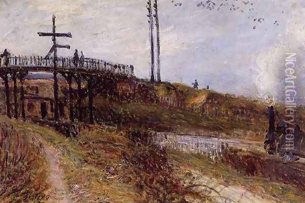Footbridge over the Railroad at Sevres Oil Painting - Alfred Sisley