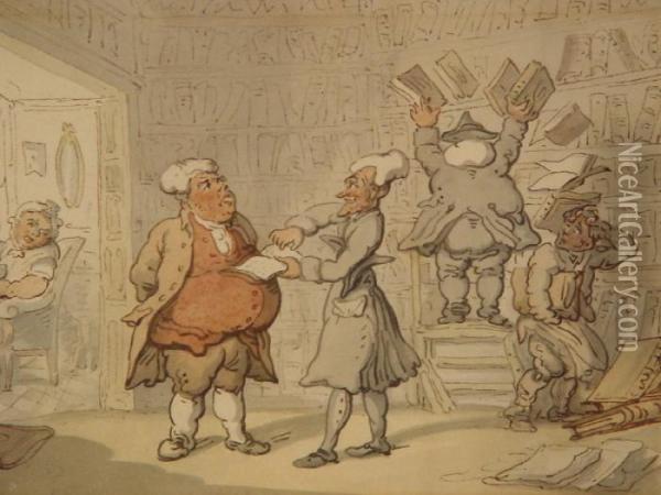 Dr. Syntax In The Library Oil Painting - Thomas Rowlandson