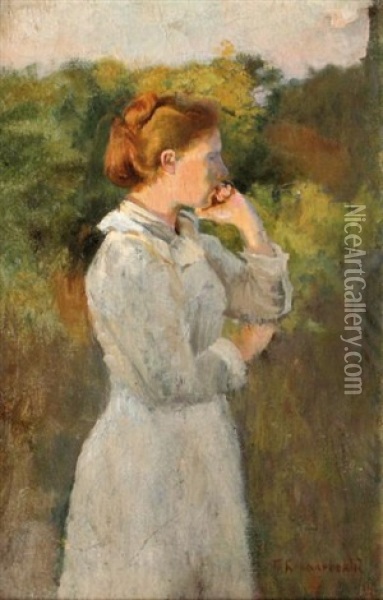 Jeune Femme Pensive Oil Painting - Pavel Osipovich Kovalevsky