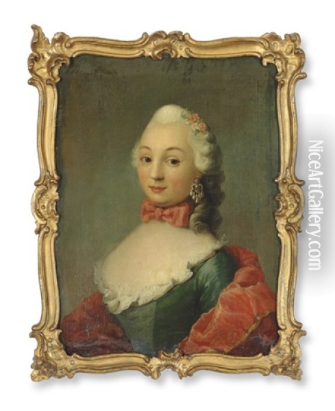 Portrait Of A Distinguished Lady In The Blue Dress Oil Painting - Peder Als