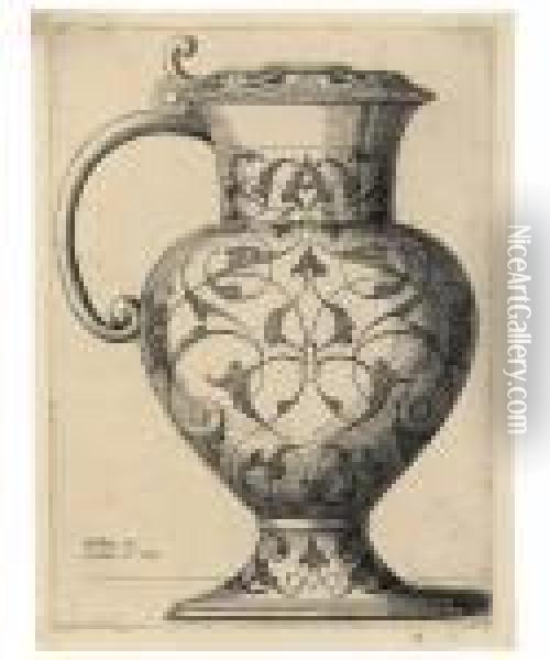 Jug With Arabesques Oil Painting - Wenceslaus Hollar