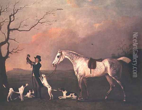 Mr Deverill with his favourite hunter, Gay Lass, 1793 Oil Painting - John Boultbee