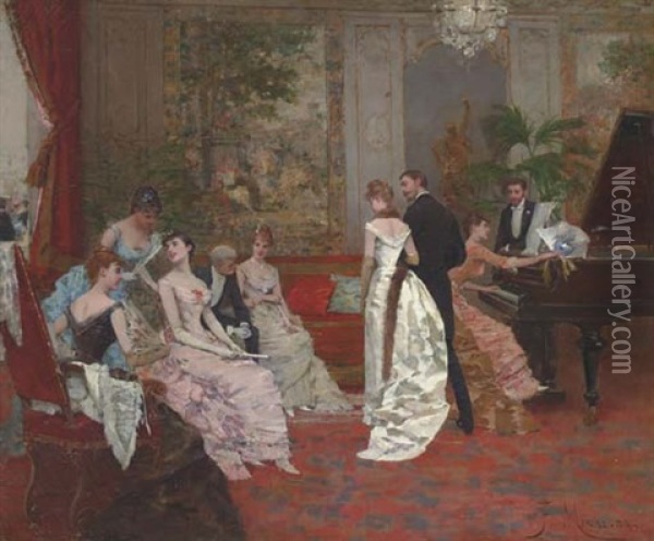 The Recital Oil Painting - Francisco Miralles y Galup
