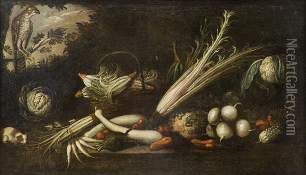 Natura Morta Con Cardi, Cipolle, Cavolo E Verza Oil Painting - Bartolomeo Arbotori
