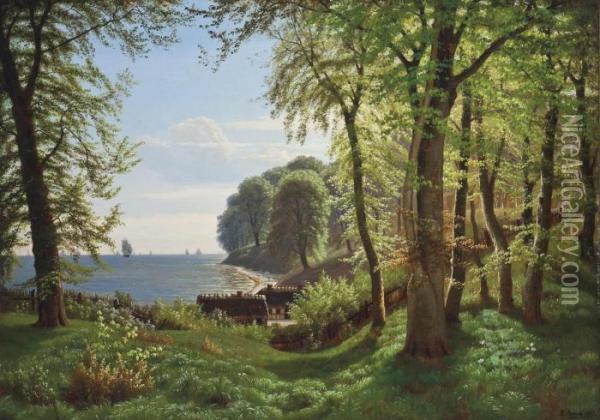 A Hidden Woodland Cove Oil Painting - Eiler Rasmussen-Eilersen