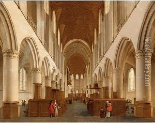 An Interior Of The St Bavo, Haarlem Oil Painting - Hendrick Van Vliet
