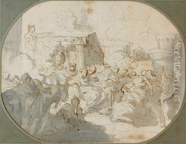 Scene D'histoire Ancienne Oil Painting - Giuseppe Bernardino Bison