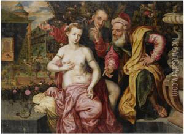 Susanna And The Elders Oil Painting - Frans I Vriendt (Frans Floris)