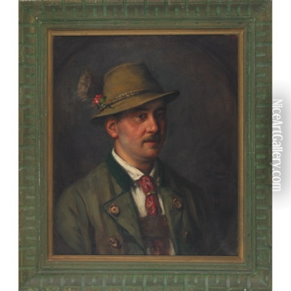 Tyrolian Countryman Oil Painting - Emma (Edle von Seehof) Mueller