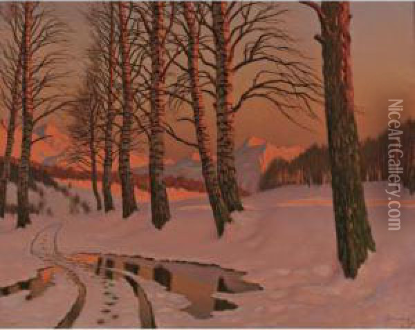 Snowscene Oil Painting - Michail Markianovic Germasev