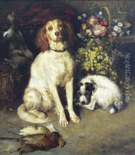 Dogs And Game Oil Painting - William Strutt