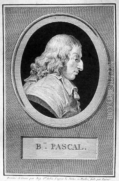 Blaise Pascal 1623-62 Oil Painting - Augustin de Saint-Aubin
